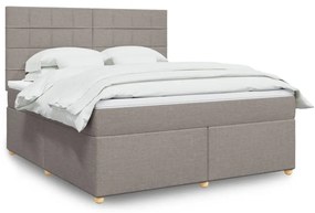vidaXL Cama com molas/colchão 180x200 cm tecido castanho-acinzentado