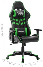 Cadeira de gaming couro artificial preto e verde