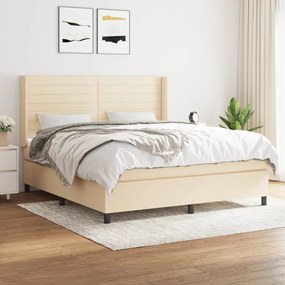 vidaXL Cama com molas/colchão 180x200 cm tecido cor creme