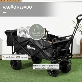 Outsunny Carrinho de Transporte com Bolsa Térmica Removível Carrinho D