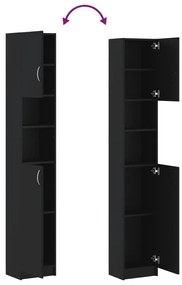Armário de casa de banho 32x25,5x190 cm derivados madeira preto