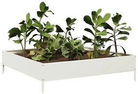 Canteiro elevado de jardim 100x100x26 cm aço branco