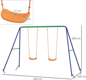 Conjunto de Baloiço Infantil Baloiço para Crianças de 3-8 Anos com 2 A