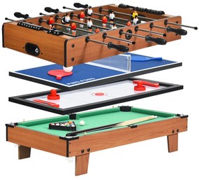 Mesa de jogos crianças 4 em 1 com mesa de futebol, hóquei, bilhar e Ping Pong 82 x 43 x 30,5 cm