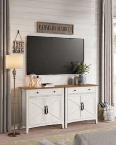 Armário de cozinha com gavetas e portas 40 x 80 x 80 cm Branco vintage e castanho mel