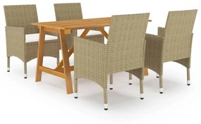 vidaXL 5 pcs conjunto de jantar para jardim bege