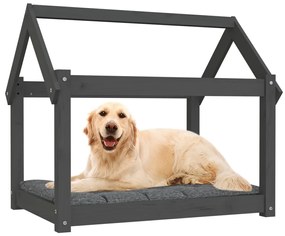 Cama para cães 81x60x70 cm madeira de pinho maciça cinza