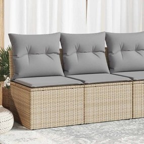 2 pcs conj. sofás p/ jardim c/ almofadões vime PE/acácia bege