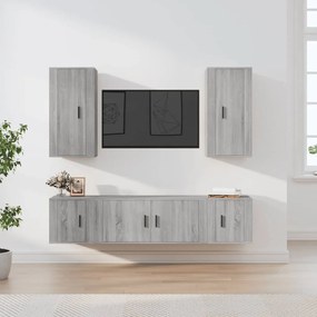 vidaXL Conjunto móveis de TV 5 pcs madeira processada sonoma cinza