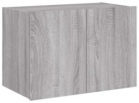Móvel de parede p/ TV c/ luzes LED 60x35x41 cm cinzento sonoma