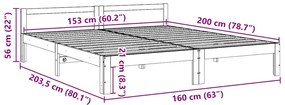 Cama sem colchão 160x200 cm madeira de pinho maciça