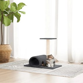 Poste arranhador para gatos com túnel 60x34,5x50cm cinza-escuro