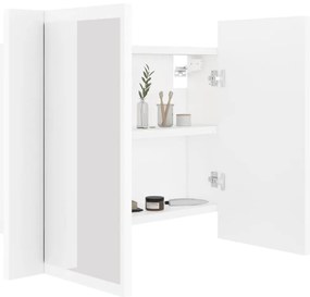 Armário espelhado casa banho c/ LED 60x12x45 cm acrílico branco