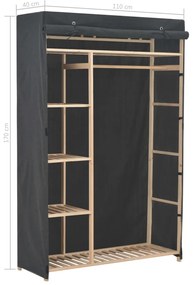 Roupeiro 110x40x170 cm tecido cinzento