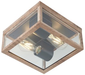 Plafon de teto industrial impressão de madeira IP44 2-Luzes - Charlois Industrial