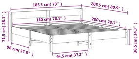 Cama sem colchão 180x200 cm pinho maciço castanho-mel