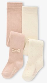 Conjunto de 2 pares de collants de Natal para bebé menina cru