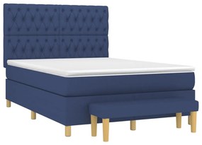 Cama com molas/colchão 140x190 cm tecido azul