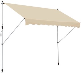 Outsunny Toldo Portátil Pátio Varanda 3x1,5m Toldo Manual Dobrável de Alumínio Altura Regulável com Manivela para Terraço Jardim Bege