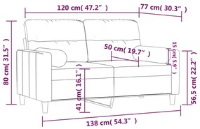 Sofá 2 lugares + almofadas decorativas 120 cm tecido castanho