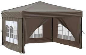 Tenda festas dobrável paredes laterais 3x3 m cinza-acastanhado