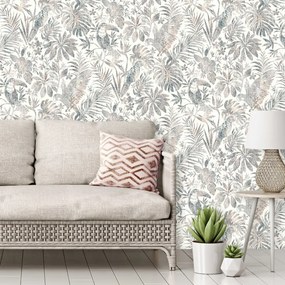 DUTCH WALLCOVERINGS Papel de parede folhas e tucano bege