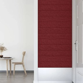 Painel de parede 12 pcs 90x15 cm tecido 1,62 m² vermelho tinto