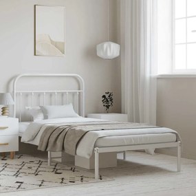 vidaXL Estrutura de cama com cabeceira 100x200 cm metal branco