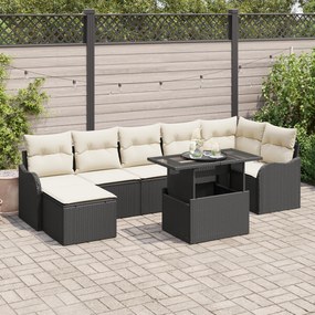 Conjunto de Sofá de Jardim de 8 Peças com Almofadas Preto Rattan Sinté