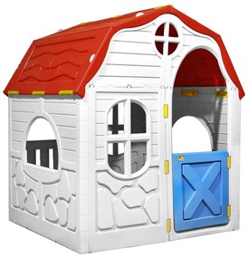 Casa de brincar infantil dobrável com porta e janelas de abrir