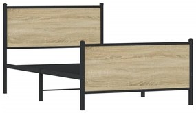 Estrutura de cama sem colchão 100x200 cm metal carvalho sonoma