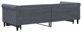 Sofá-cama com gavetão 80x200 cm veludo cinzento-escuro