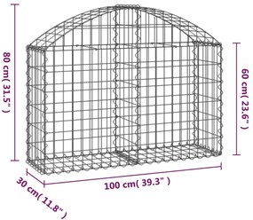 Cesto gabião arqueado 100x30x60/80 cm ferro galvanizado