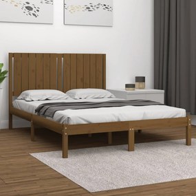 vidaXL Estrutura de cama 140x200 cm pinho maciço castanho-mel