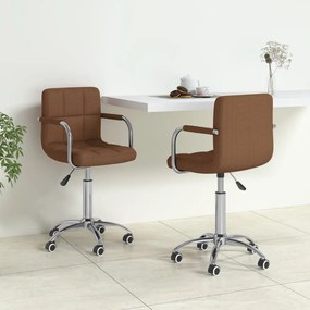 vidaXL Cadeiras de jantar giratórias 2 pcs tecido castanho