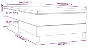 Cama com molas/colchão 100x200 cm couro artificial cor creme