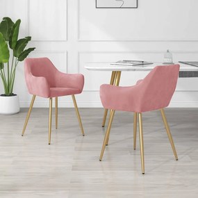 vidaXL Cadeiras de jantar 2 pcs veludo rosa