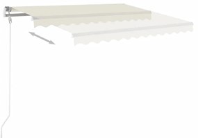 Toldo retrátil manual com LED 3,5x2,5 m cor creme