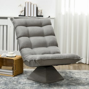 Poltrona de chão, design estofado, encosto inclinável e ajustável, giratória a 360°