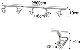 LED Sistema de iluminação de trilho inteligente preto monofásico com 5 GU10 Wi-Fi - Iconic Suplux Industrial,Moderno