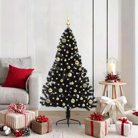 vidaXL Árvore de Natal Artificial Pré-iluminada Preto 150 cm PVC