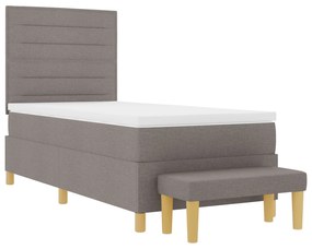 Cama Box com Colchão e Banco Taupe 100x200 cm Tecido