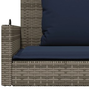 Banco de balanço com almofadas cinza 119x56x48 cm vime sintético