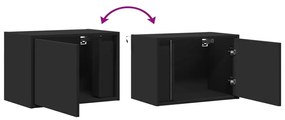 Mesas de cabeceira de parede com luzes LED 2 pcs preto