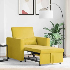 Sofá-cama conversível 3 em 1 Amarelo Veludo