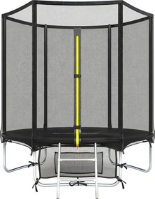 SPORTNOW Trampolim para Crianças Exterior Ø183 cm com Rede de Segurança Escada de 2 Degraus Cobertura de Molas Saco de Armazenamento Preto | Aosom Portugal