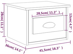 Mesa de cabeceira de parede 41,5x36x28 cm carvalho castanho