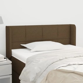 Cabeceira de cama c/ abas tecido 93x16x78/88 cm castanho-escuro