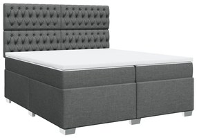 Cama com molas/colchão 200x200 cm tecido cinzento-escuro