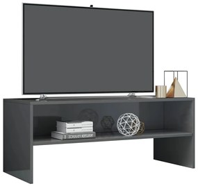 Móvel para TV 100x40x40cm derivados de madeira cinza brilhante
